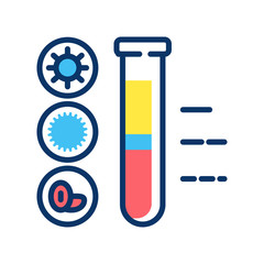 Composition blood color line icon. Elements blood in test tube concept. Medical and scientific concept. Pictogram for web, mobile app, promo.