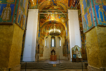 Obraz premium Interior and frescoes in Transfiguration Cathedral of Spaso-Evfimiev (Saint Euthymius) Monastery in Suzdal, a well preserved old Russian town-museum. A member of the Golden ring of Russia