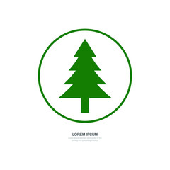 Trees icon, christmas decorative elements template design on white background. Vector illustration