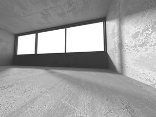 Dark concrete empty room. Modern architecture design