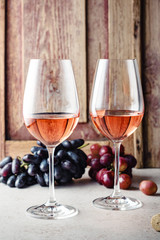 Two glasses of rose wine.