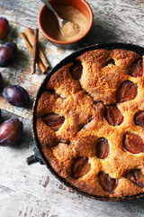 Plum homemade pie. New York Times plum pie.