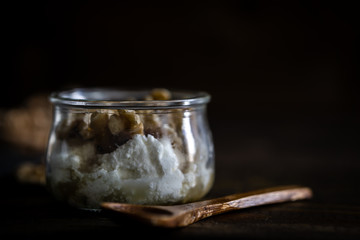 cottage cheese, honey and nuts