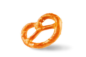 Pretzel with salt on a white isolated background