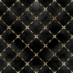 Modèle sans couture de plaid à rayures de velours noir géométrique abstrait aquarelle avec contour de ligne de paillettes d& 39 or