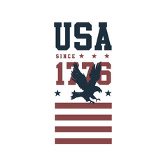 USA Since 1776 Independence Day Fourth of July 4th Eagle USA Silhouette Shape Stripes Stars 