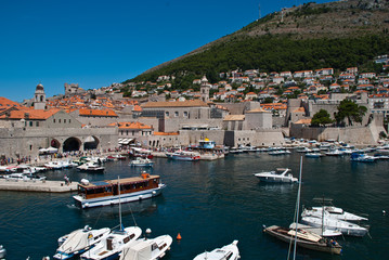 Dubrovnik, Croatia: View of the Old Port. Dubrovnik is a Croatian city on the Adriatic Sea. It is...