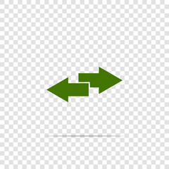 Vector image two arrows. Right arrow and left arrow. The icon shows the direction on transparent background.