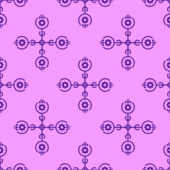 Seamless pattern with violet ethnic elements