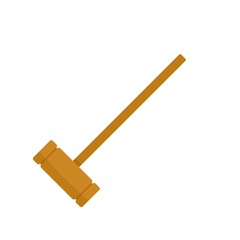 Croquet wood mallet icon. Flat illustration of croquet wood mallet vector icon for web design