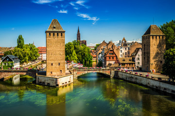 Old city center of Strasbourg town with colorful houses, Strasbourg, Alsace, France, Europe. - obrazy, fototapety, plakaty