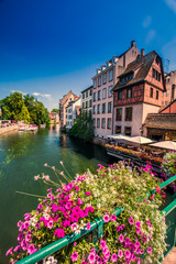  Old city center of Strasbourg town with colorful houses, Strasbourg, Alsace, France, Europe