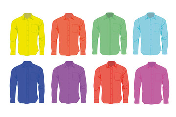 different colors shirt set realistic vector illustration isolated