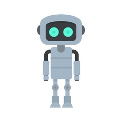 Steel robot icon. Flat illustration of steel robot vector icon for web design