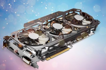 Modern computer video card isolated on white