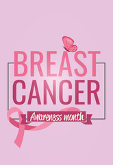 poster breast cancer awareness month with ribbon vector illustration design
