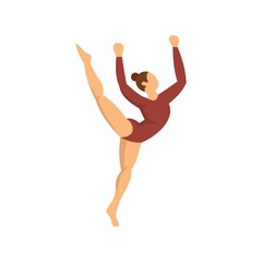 Young gymnastic girl icon. Flat illustration of young gymnastic girl vector icon for web design