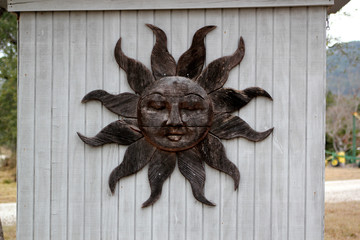 Wood Sun with Face