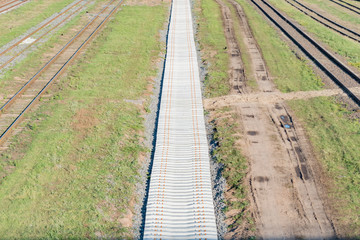 Sleepers of concrete laid in a row