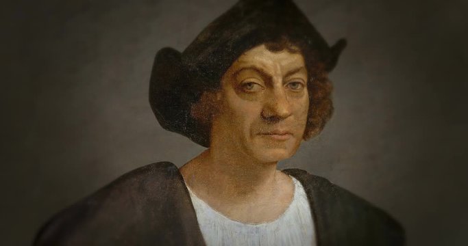 Christopher Columbus. Posthumous Portrait, 1519. 3D Modelled Face and Virtual Camera Movement. Italian Navigator and Colonist Who Discovered a Sailing Route to the Americas.