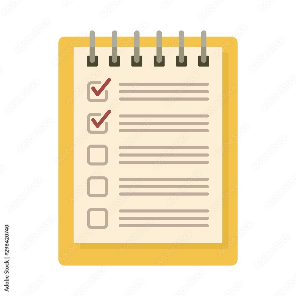 Poster notebook checklist icon. flat illustration of notebook checklist vector icon for web design