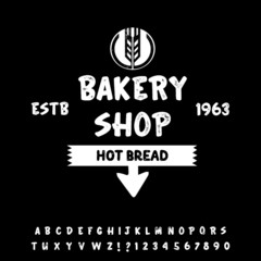 Hand Made Font"Bakery" custom handwritten alphabet. Original Letters and Numbers. Vintage retro hand drawn typeface .Vector illustration. Textured Version.