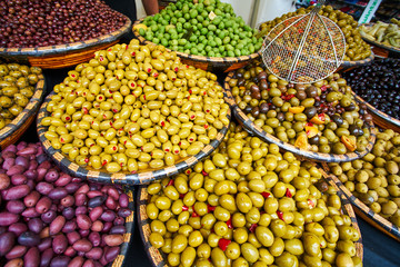 Marinated  olives on provencal street market
