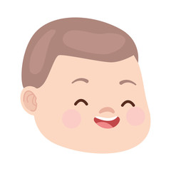 cartoon happy boy face icon, flat design
