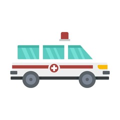 Ambulance car icon. Flat illustration of ambulance car vector icon for web design