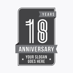 18 years anniversary design template. Eighteen years celebration logo. Vector and illustration. 
