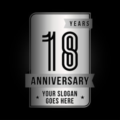 18 years anniversary design template. Eighteen years celebration logo. Vector and illustration. 