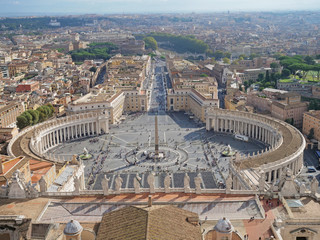 Top view panorama of Piazza San Pietro (St. Peter Square) in Vatican