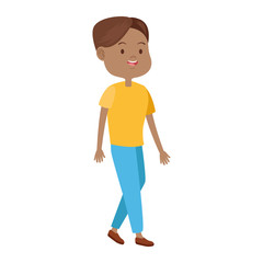 Fototapeta premium cartoon teen boy walking icon, flat design