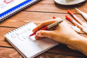 concept time health check up on white background