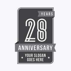 Fototapeta premium 28 years anniversary design template. Twenty-eight years celebration logo. Vector and illustration. 