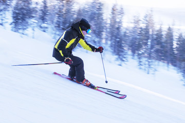 Skier in mountains