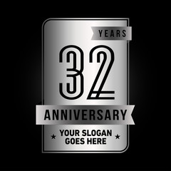 32 years anniversary design template. Thirty-two years celebration logo. Vector and illustration. 