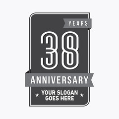 38 years anniversary design template. Thirty-eight years celebration logo. Vector and illustration. 