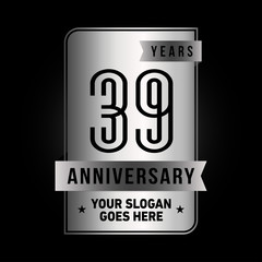 39 years anniversary design template. Thirty-nine years celebration logo. Vector and illustration. 