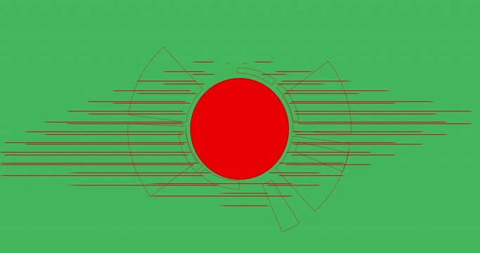 2D animation. Futuristic red laser scanner for eyes on green background.
