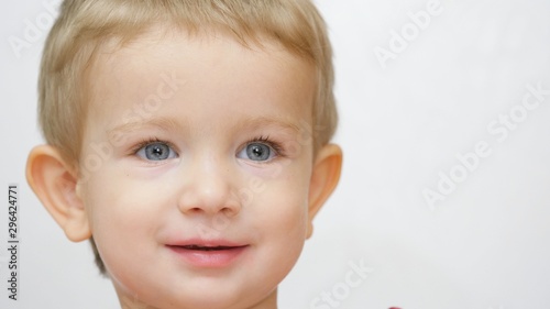 Cute Blue Eyes Blond Hair Boy Kid Portrait Stock Photo And