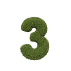Grass number 3. Three.  Isolated on white background
