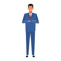 Cartoon handsome businessman icon, flat design