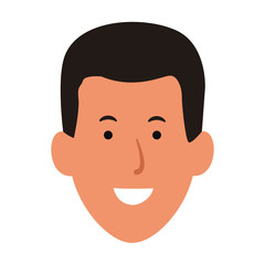 cartoon man face smiling icon, flat design