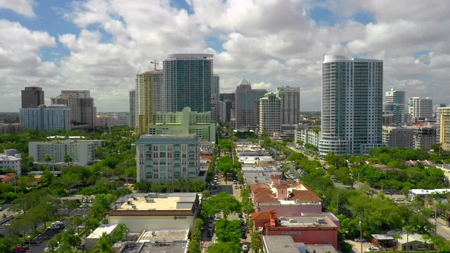 Aerial rise above Downtown Fort Lauderdale FL
