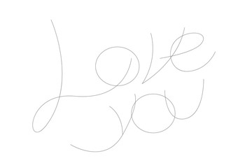 love you lettering grey lines