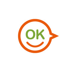 Smile icon. With eye ok text, art vector illustration chat bubble