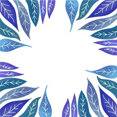 Fototapeta na wymiar Beautiful green blue violet purple leaves, space for text in the middle, Modern vector illustration for different purposes, prints, presentations, decoration, fashion. leaves for fabric design.