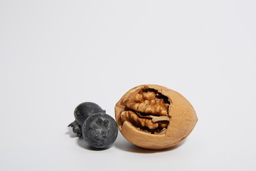 Dried yellow walnuts in shell