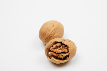 Dried yellow walnuts in shell